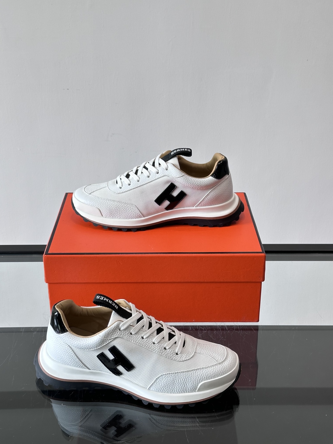 Hermes Hugo Platform Sneakers White