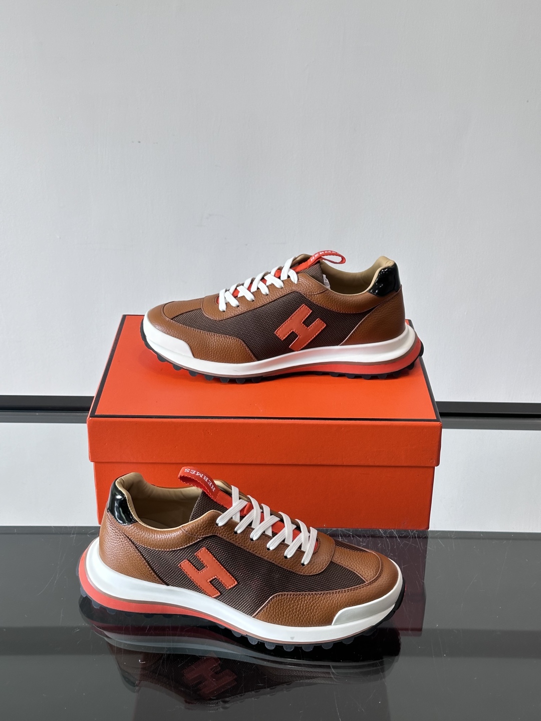 Hermes Hugo Platform Sneakers Brown