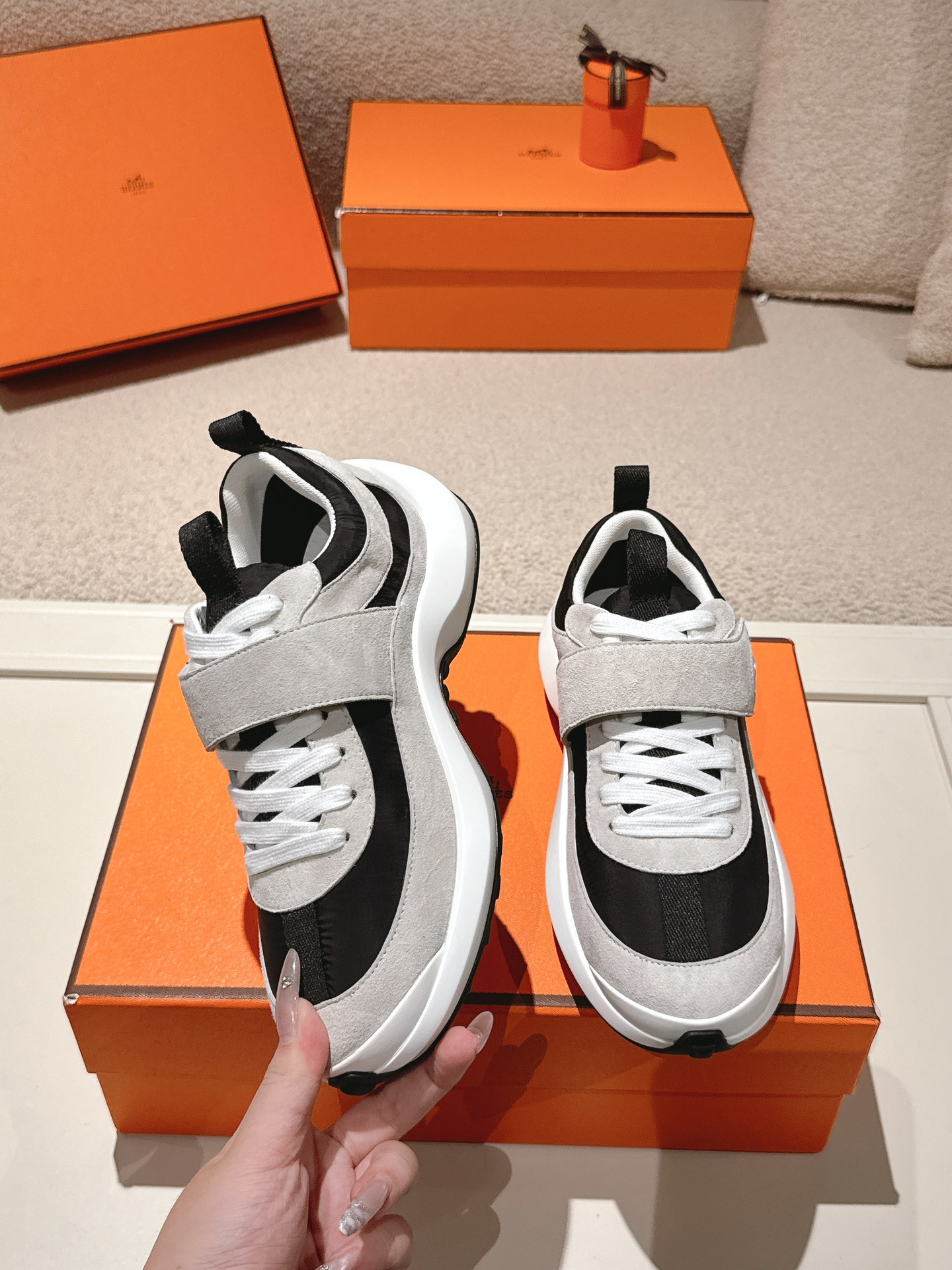 Hermes Couple Sport Sneakers Black/Grey