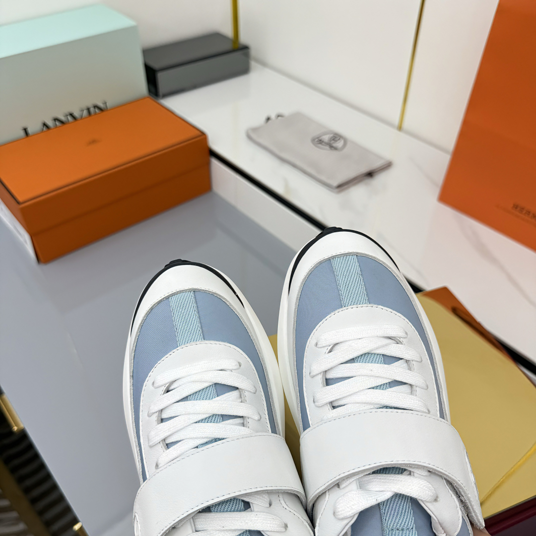 Hermes Loosneaker Leather Low-Top Sneakers Blue/White