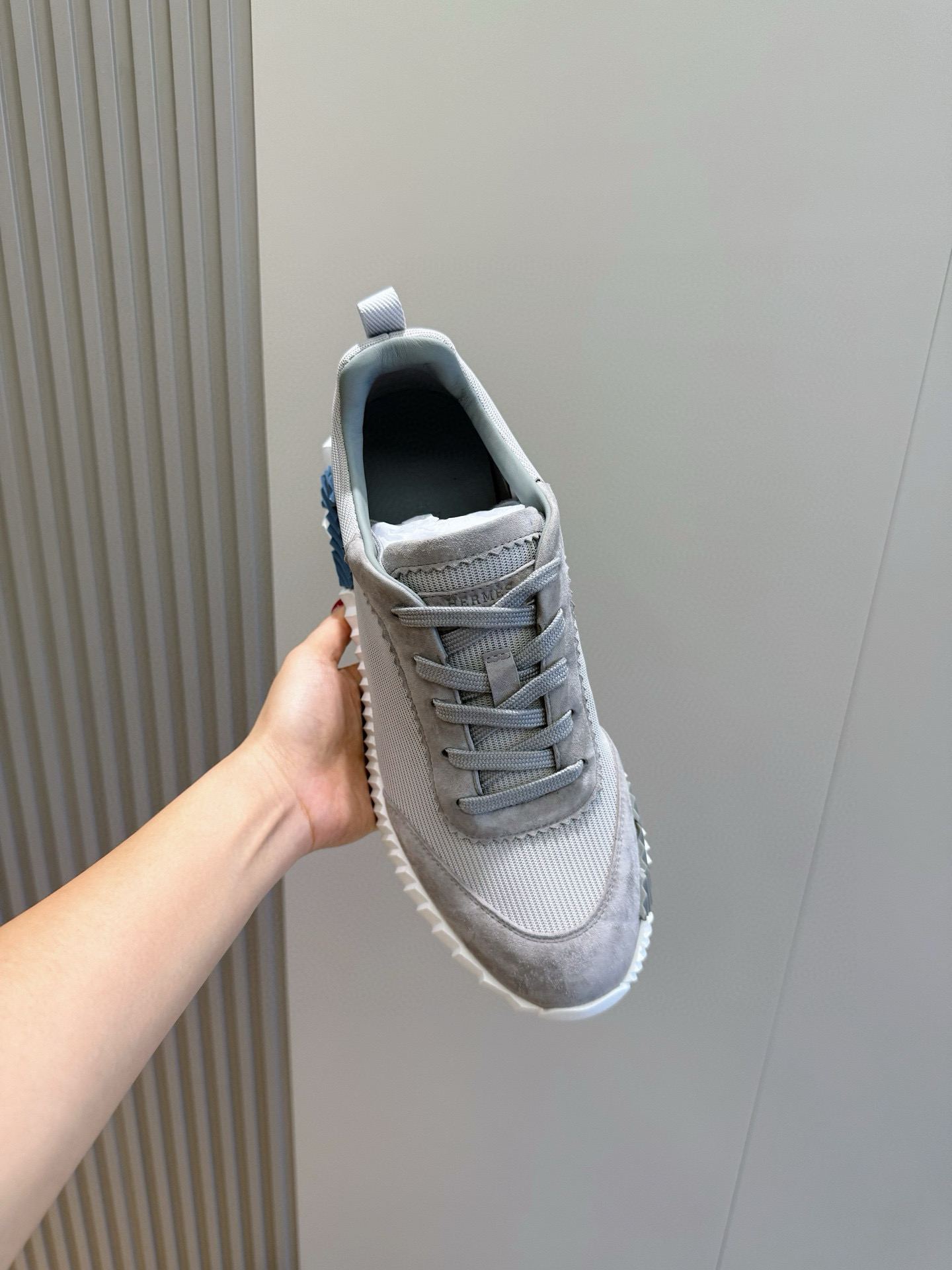 Hermes Bouncing Leather Sneaker Gray