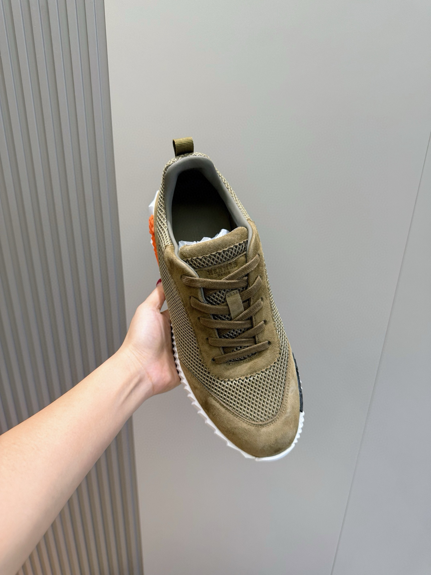 Hermes Bouncing Mesh Sneakers Khaki