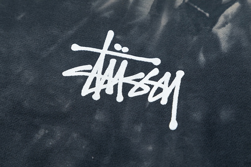 Stussy Tie-Dye Logo Hoodie Gray-Blue