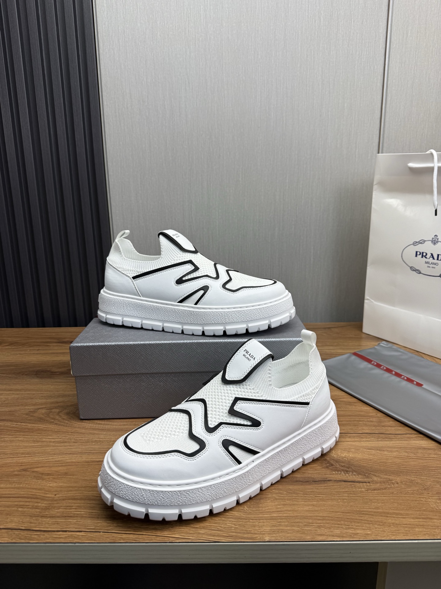 Prada Milano Slip-On Sneakers White