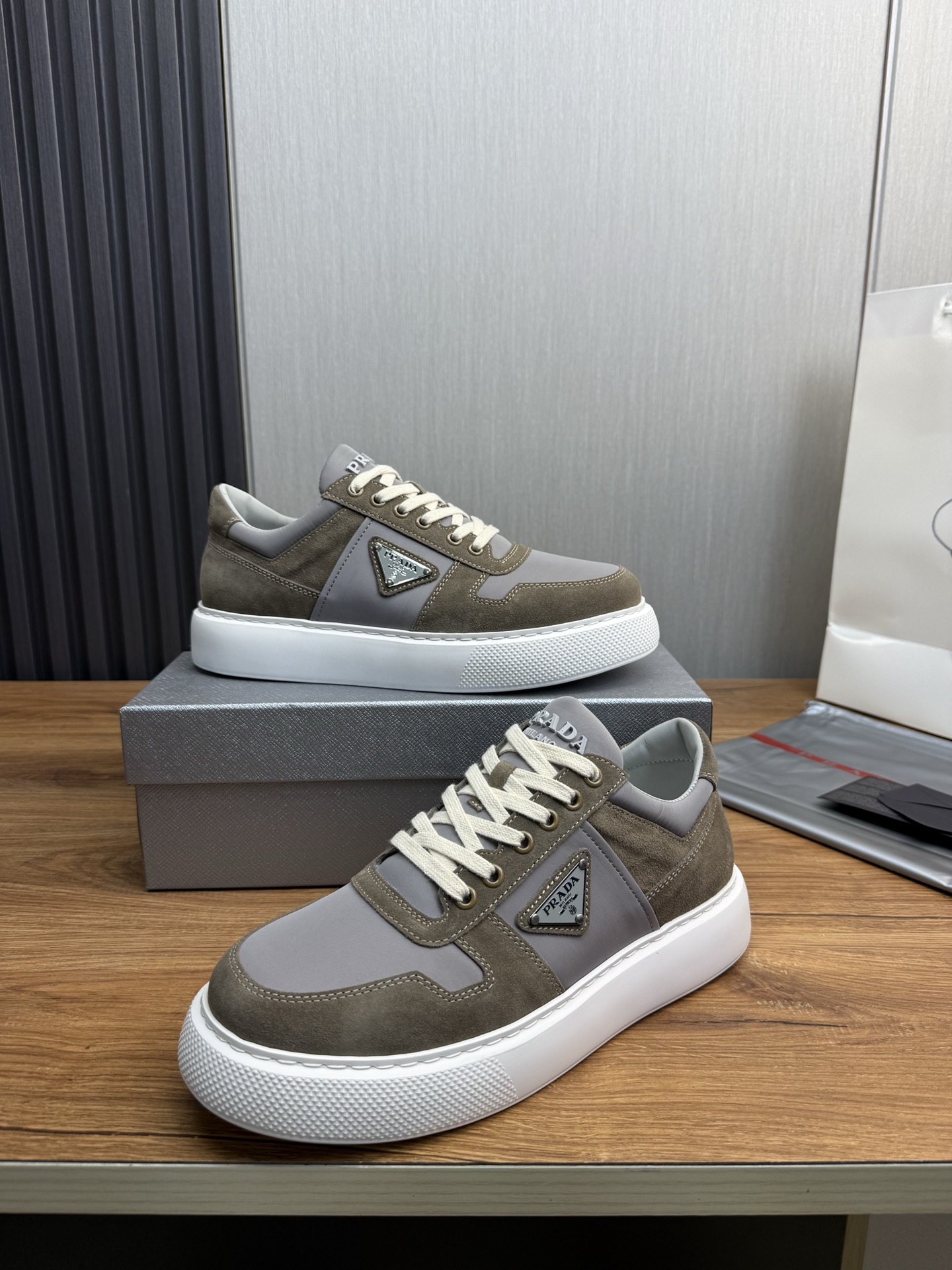 Prada Milano Suede Sneaker Gray