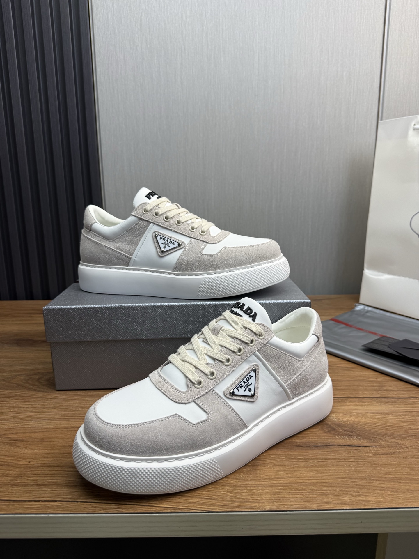Prada Leather Suede Sneakers Multicolor