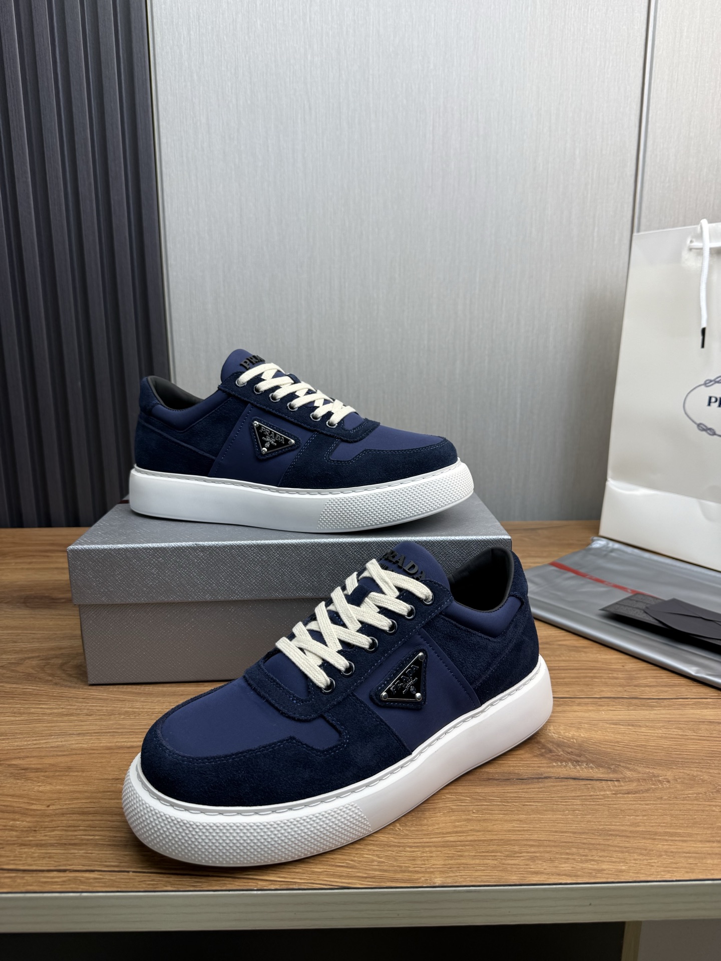 Prada Triangle Logo Sneakers Navy