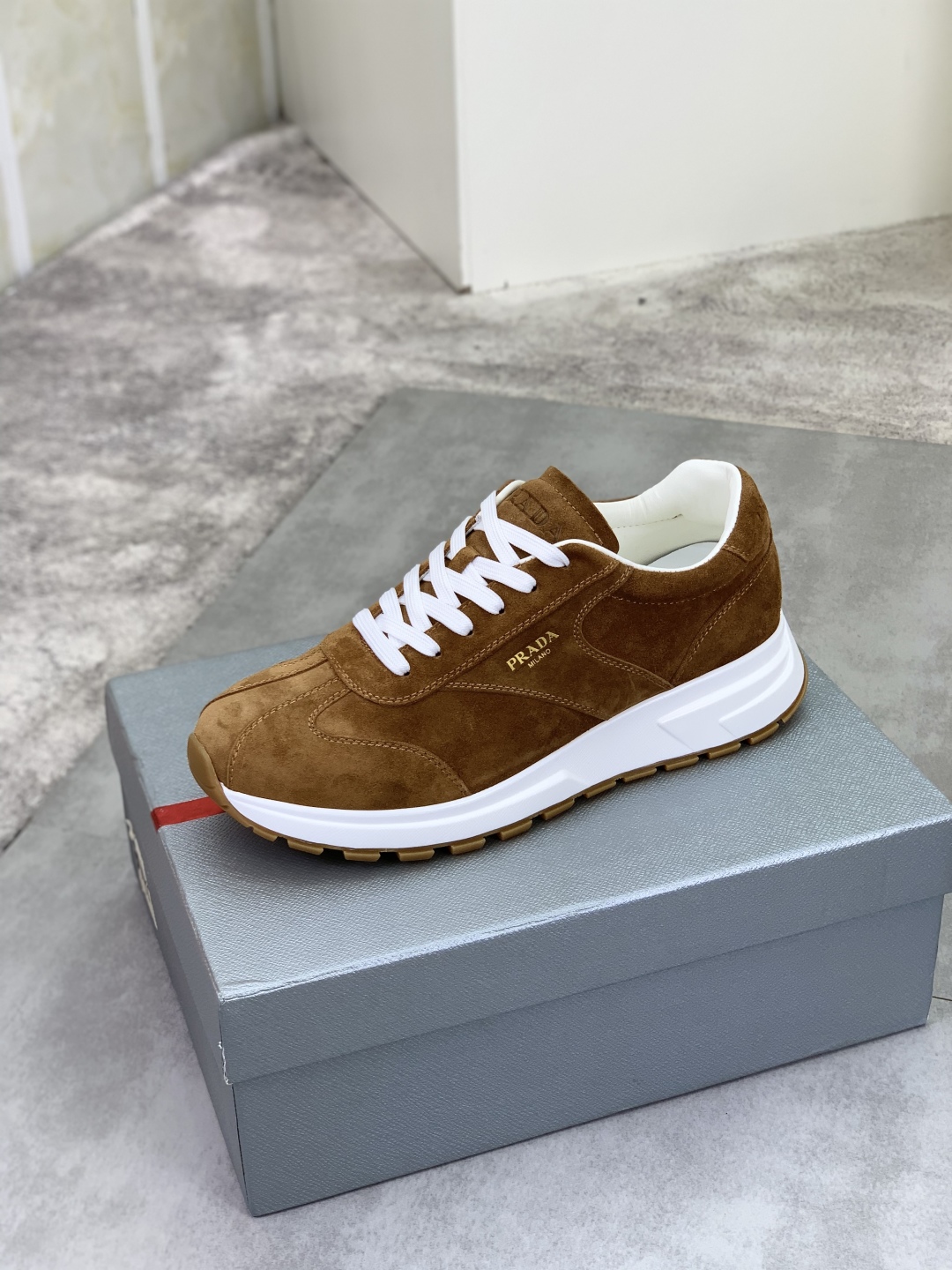 Prada Suede Low-Top Sneakers Brown