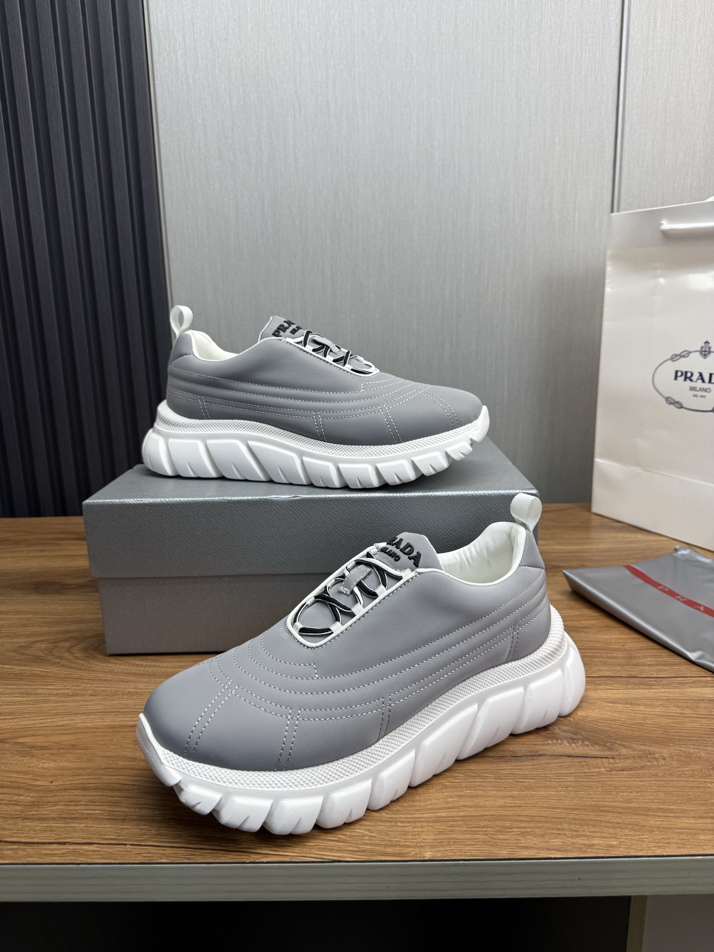Prada Milano Chunky Sneakers Gray