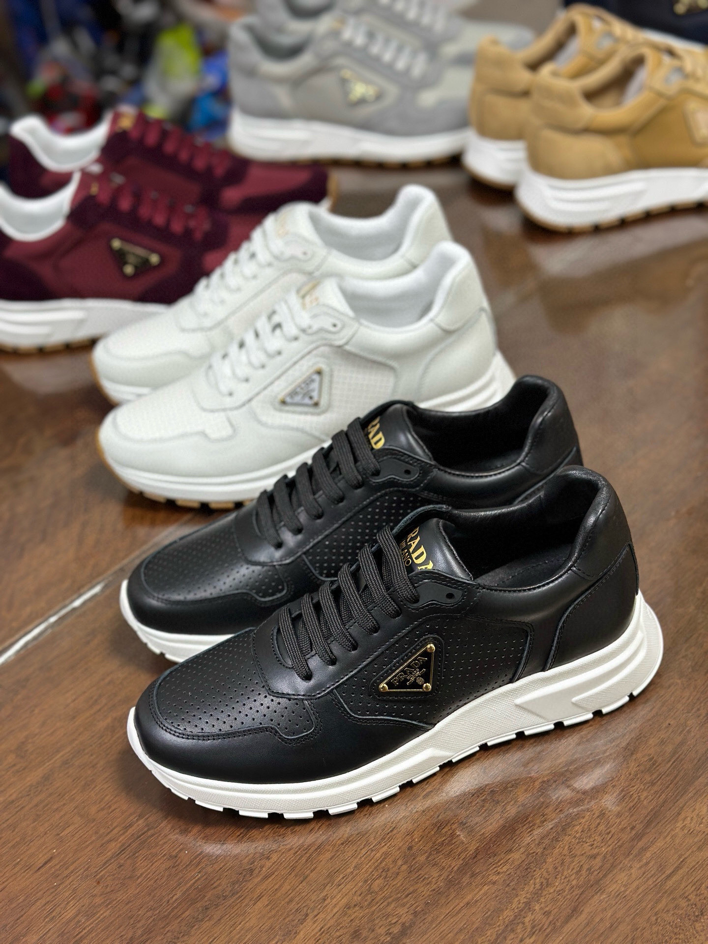 Prada Prax 2.0 Perforated Leather Sneakers White