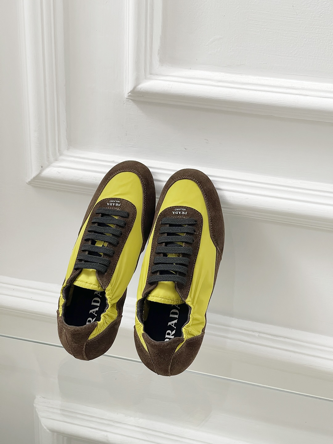 Prada Collapse Re-Nylon Sneakers Yellow