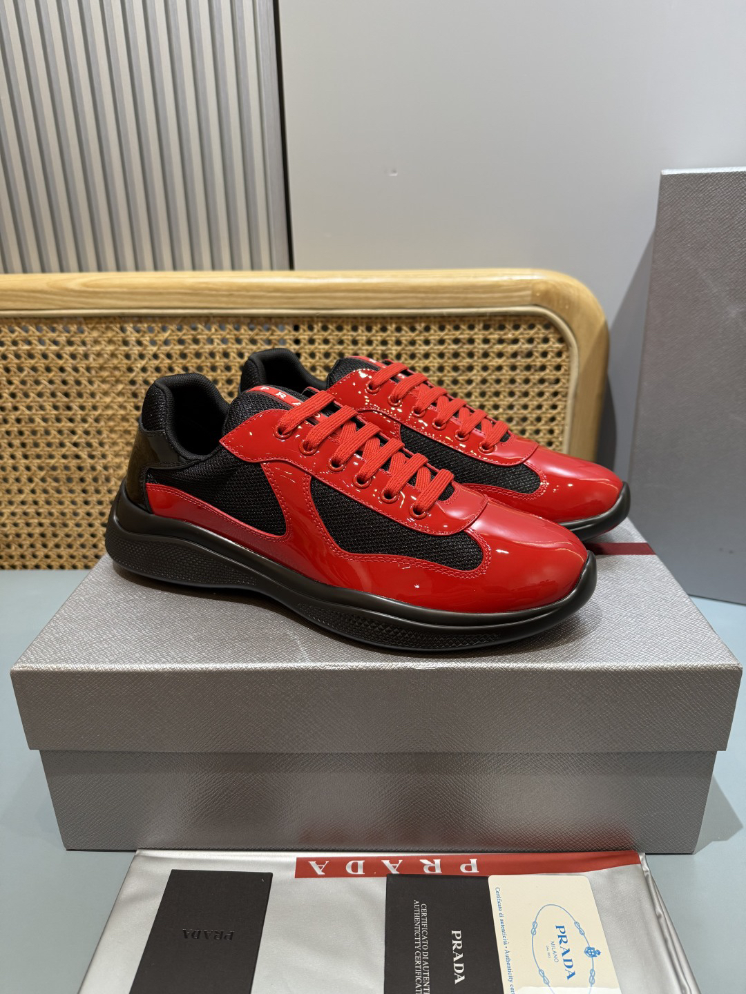 Prada Americas Cup Sneakers Red/Black