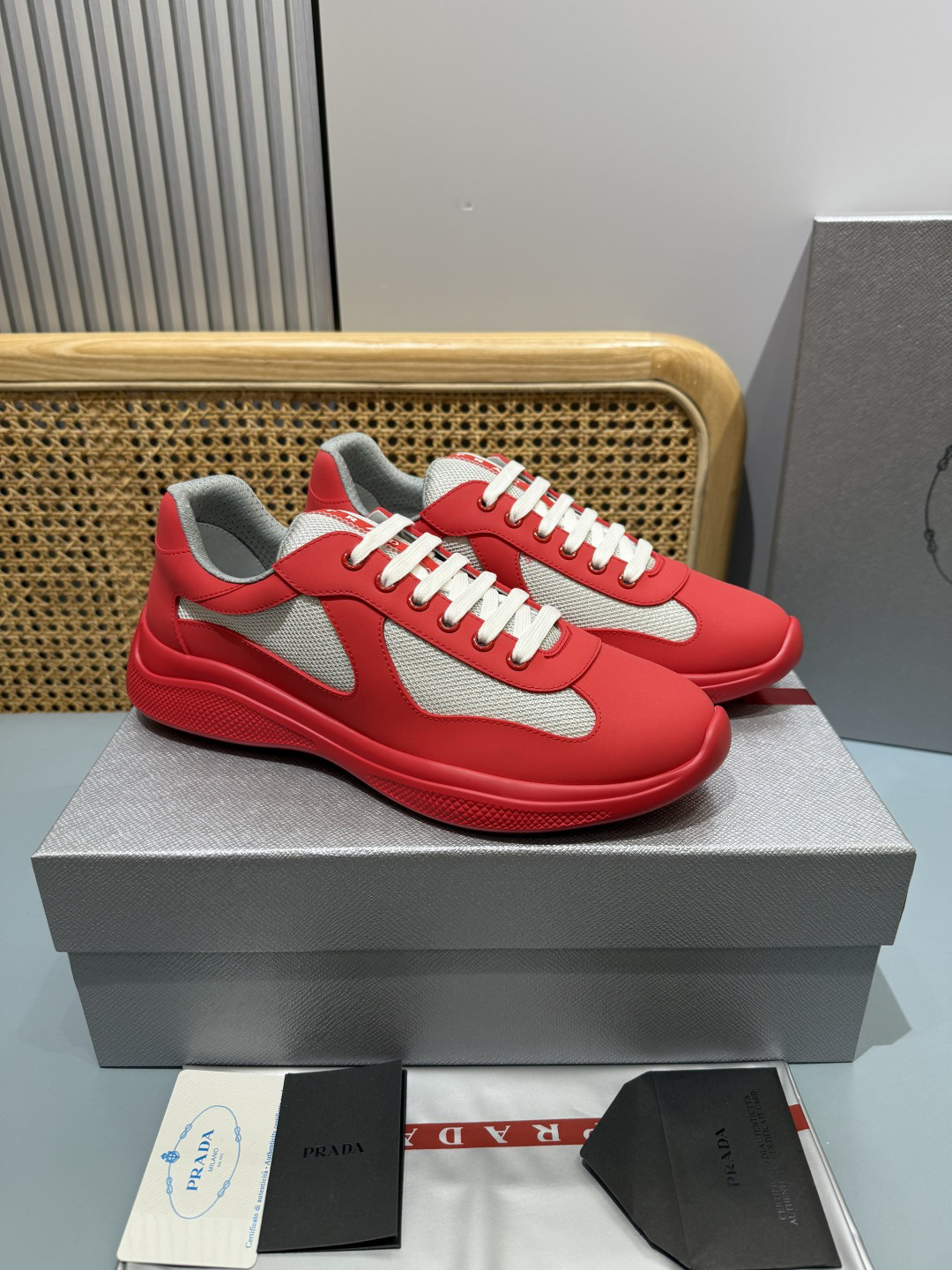 Prada Americas Cup Sneakers Red