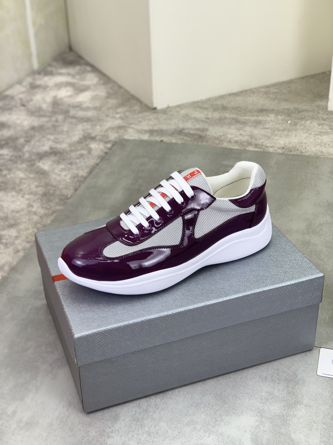 Prada Mesh Leather Sneakers Purple