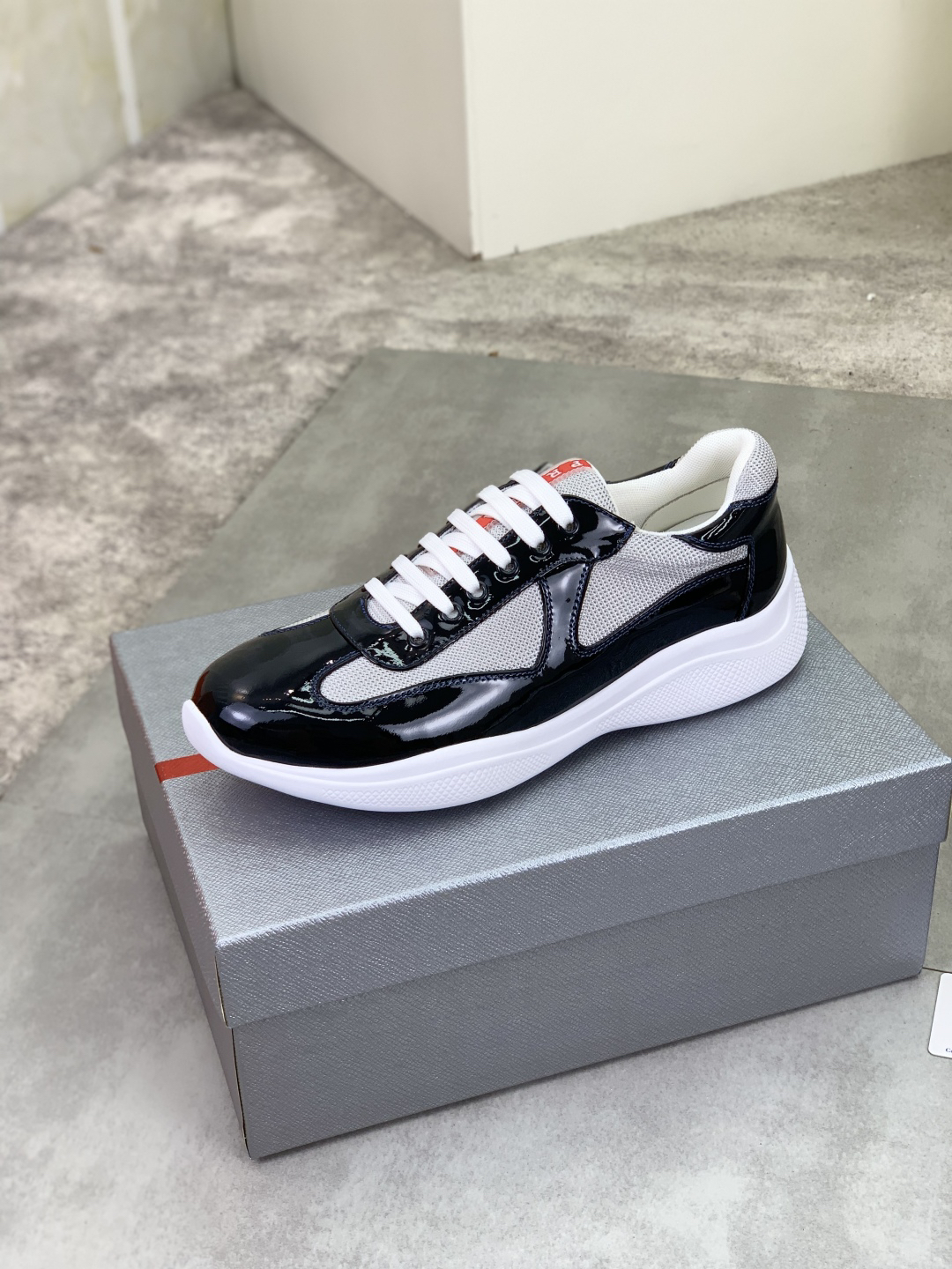 Prada Leather Mesh Sneakers Black