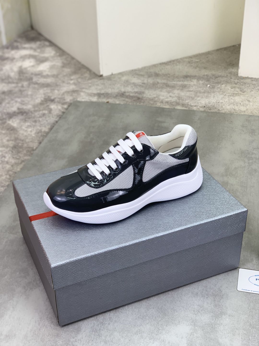 Prada Leather Mesh Sneakers Black