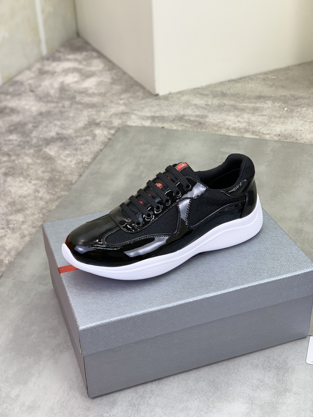 Prada Patent Leather Low-Top Sneakers Black