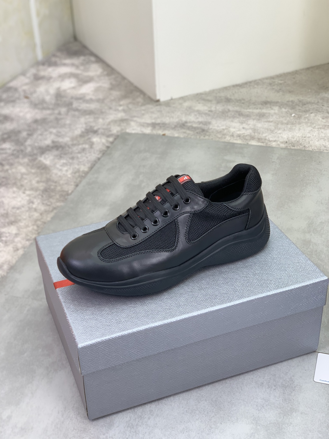 Prada Leather Mesh Sneakers Black