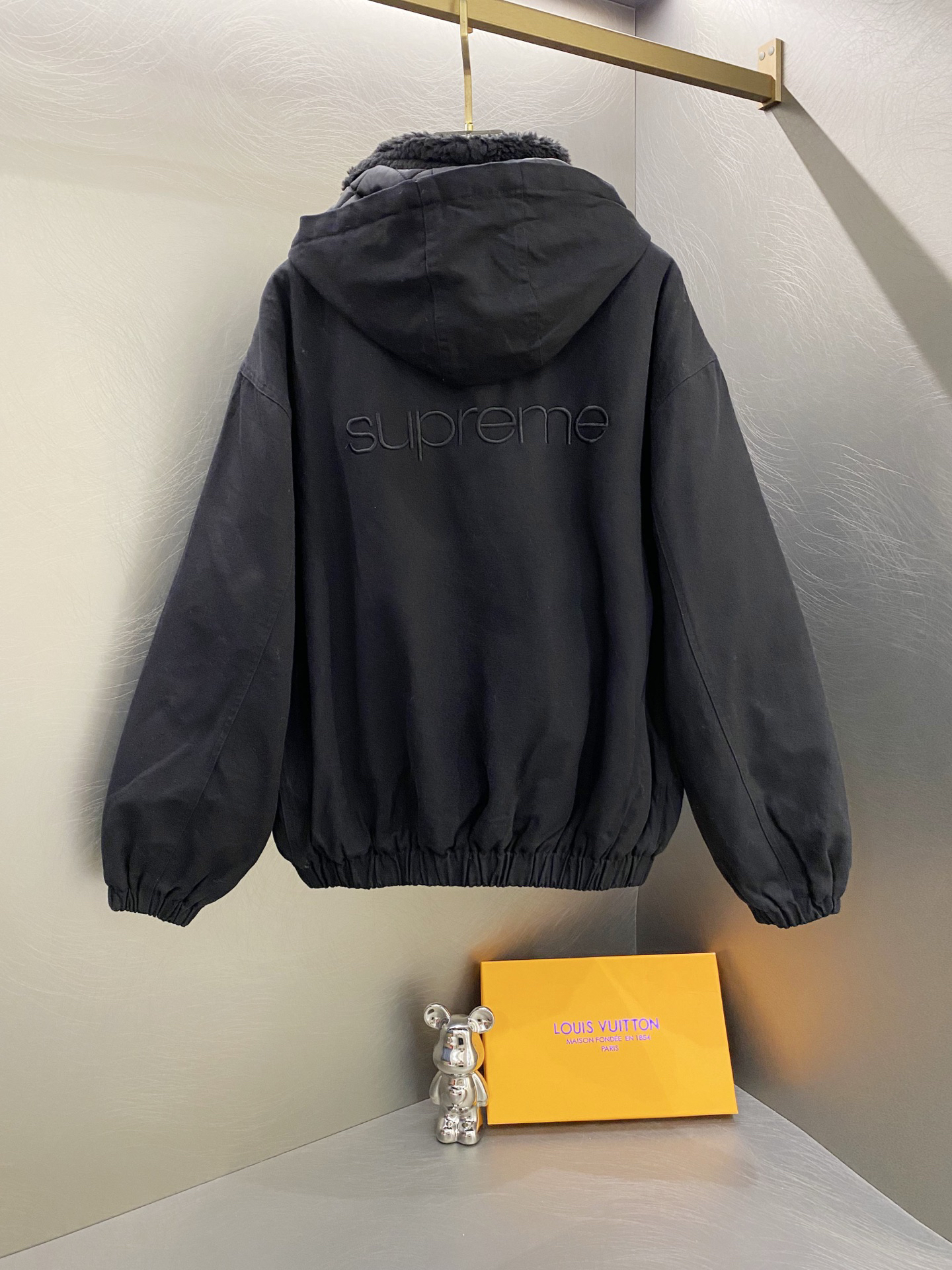 Supreme Faux Shearling Bomber Jacket Black