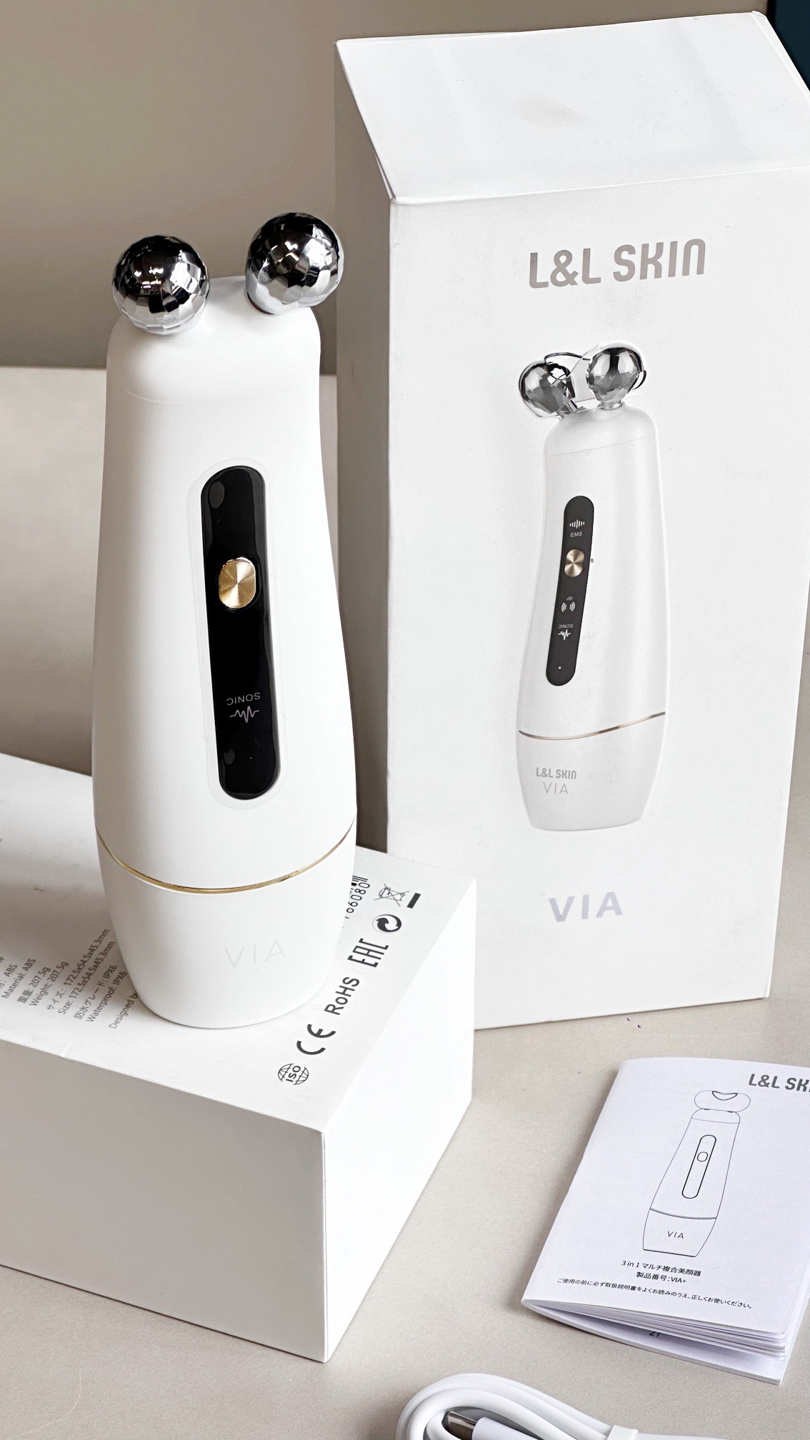 L&L SKIN VIA 3-in-1 RF EMS Facial Device White