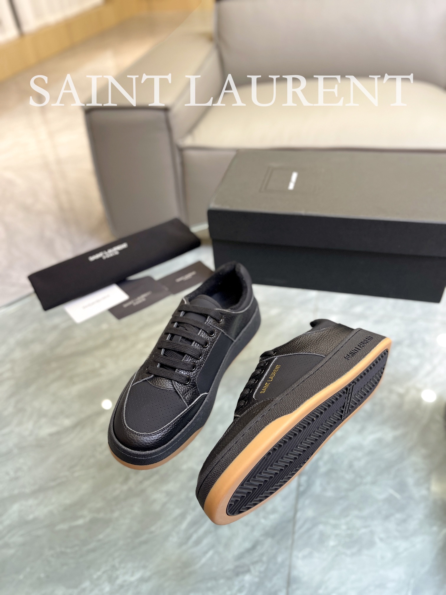 YSL SL61 Leather Sneakers Black