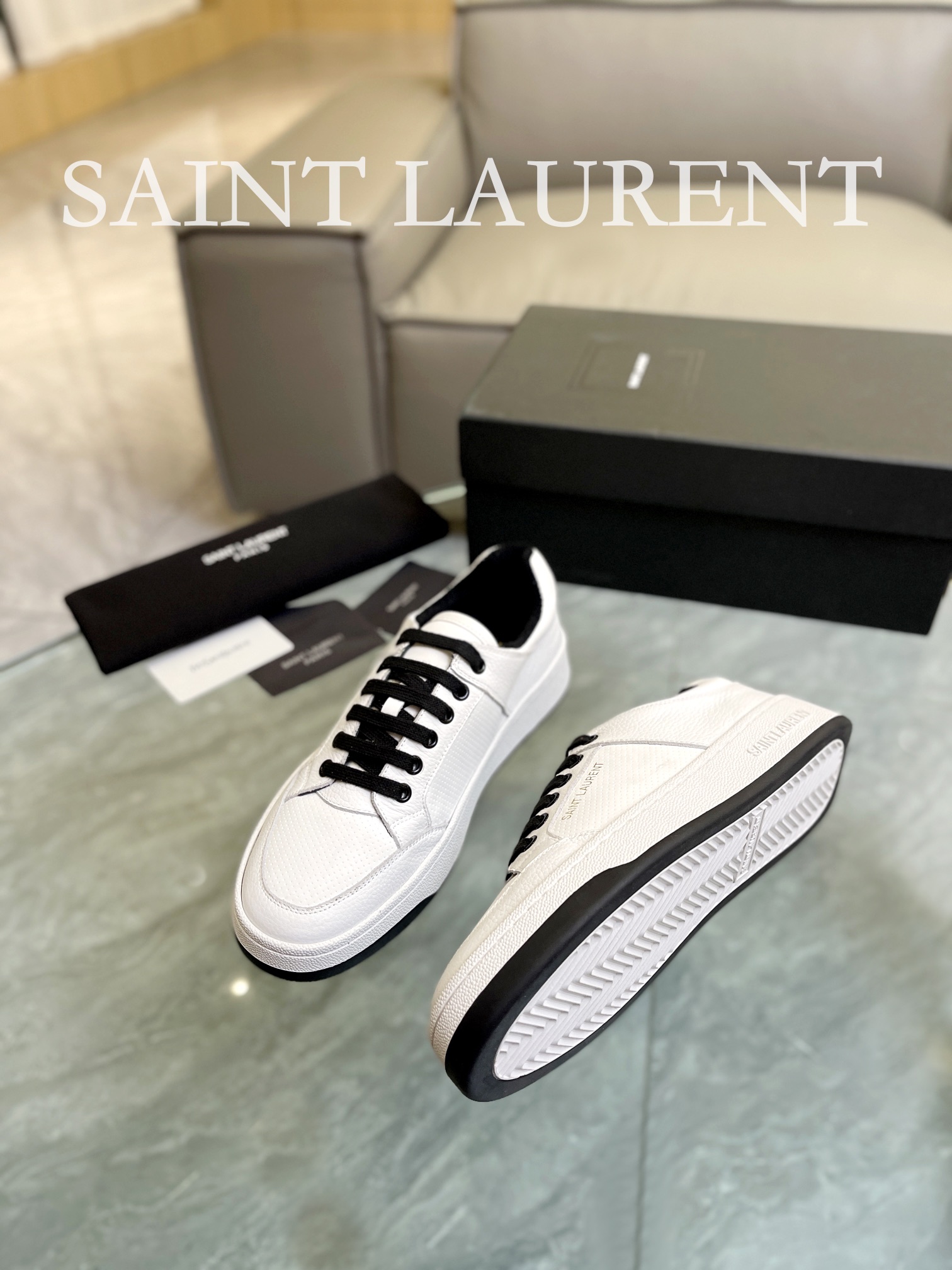 YSL SL61 Leather Sneakers White