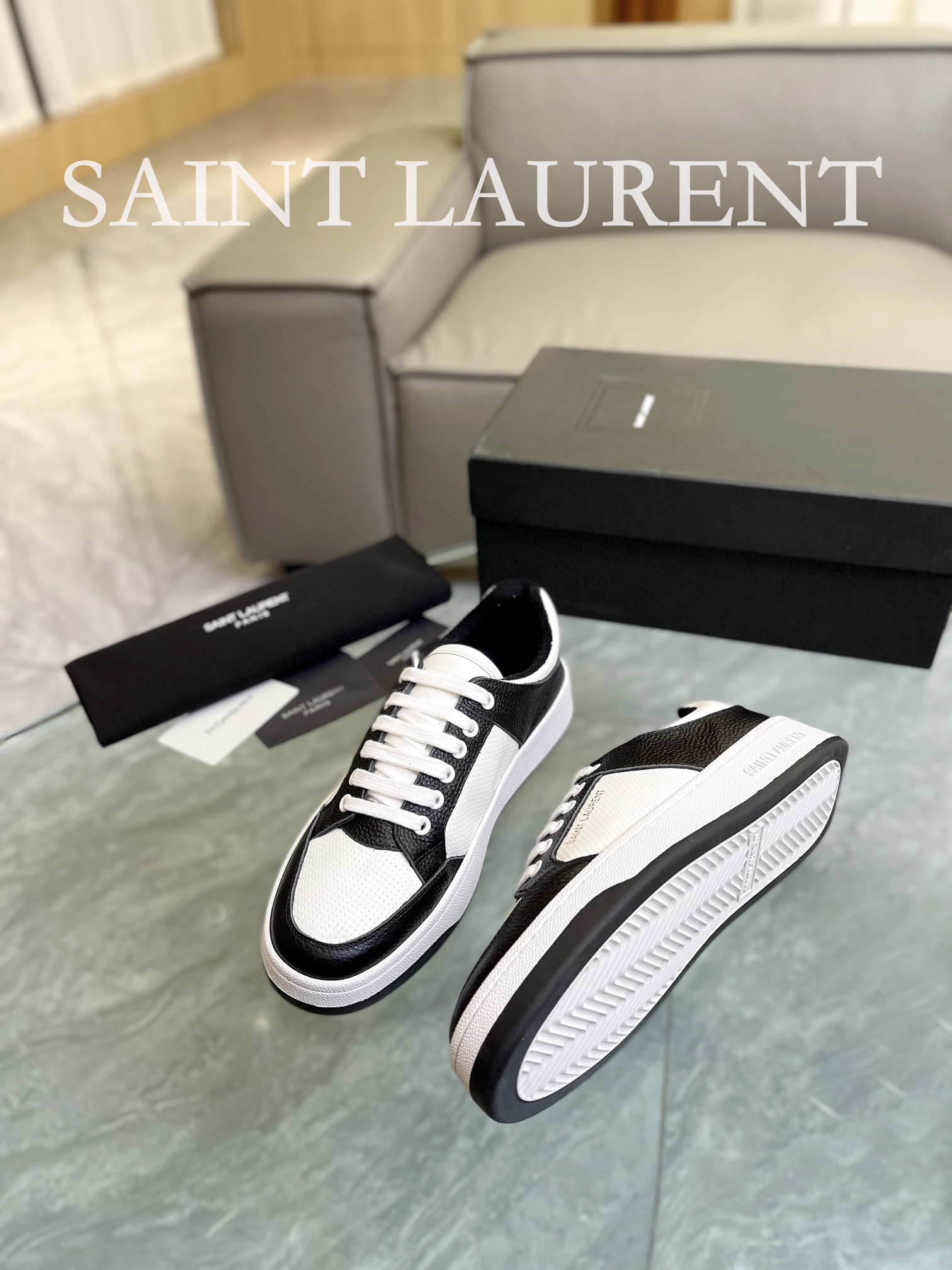YSL SL61 Low-Top Sneakers Black/White