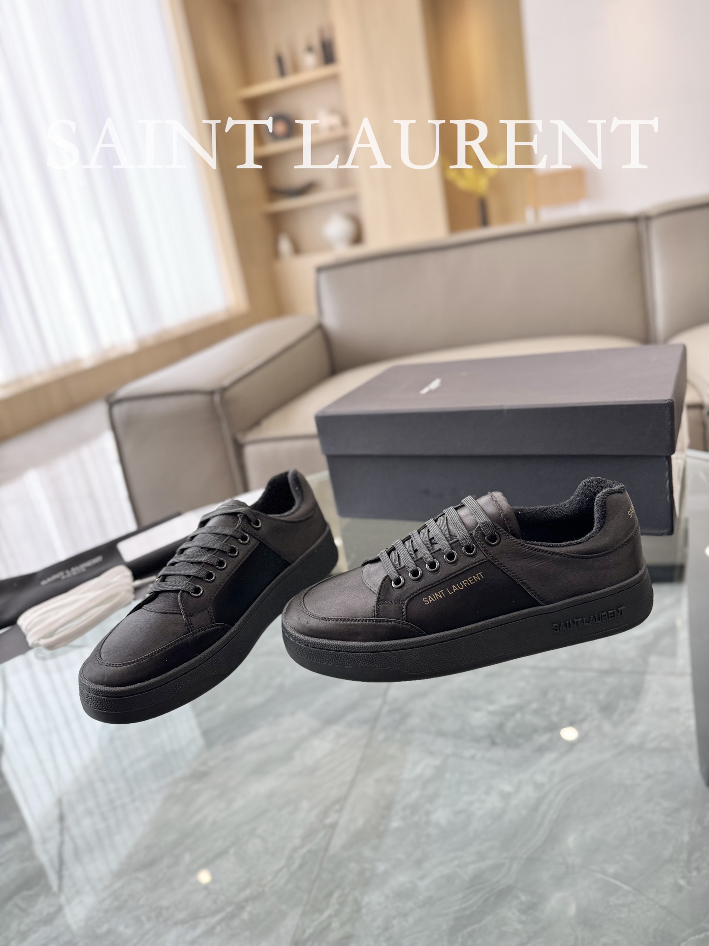YSL SL61 Leather Sneakers Black