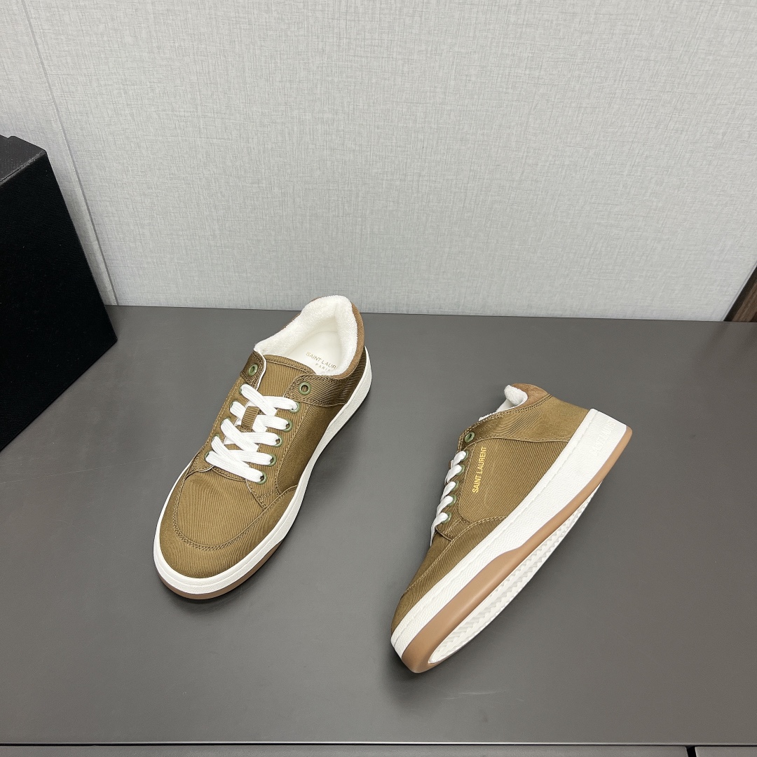 YSL SL61 Canvas Low-Top Sneakers Khaki
