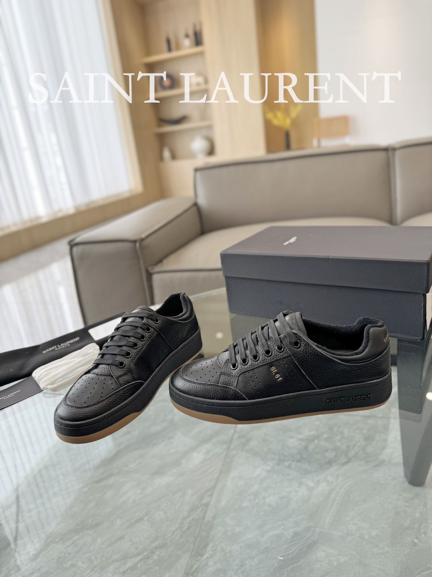 YSL SL61 Leather Sneakers Black