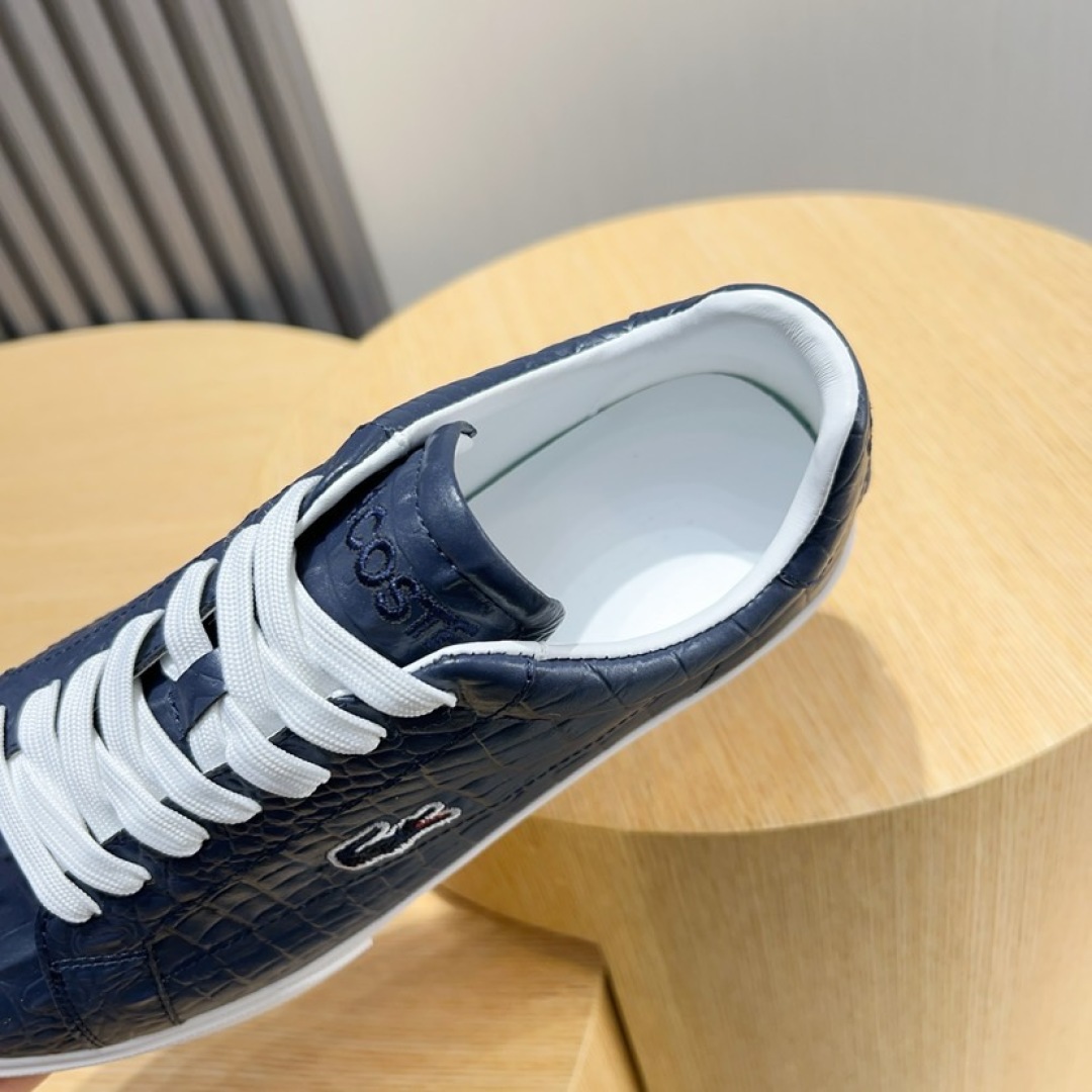 Lacoste Croc-Embossed Leather Sneakers Navy