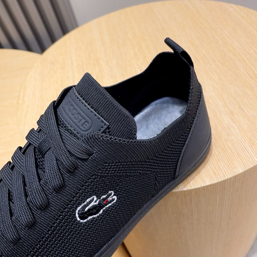 Lacoste Knit Low-Top Casual Sneakers Black