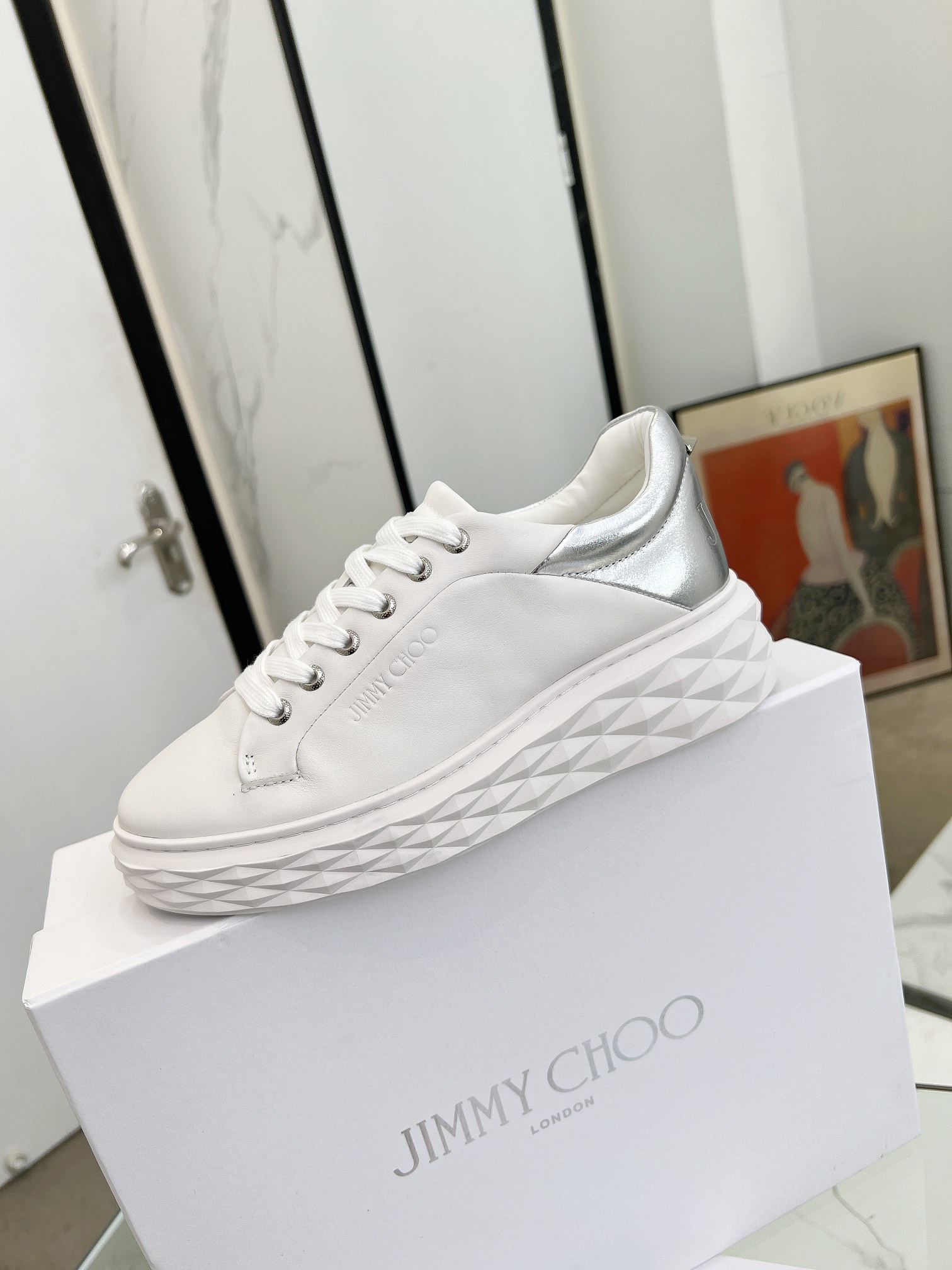 Jimmy Choo Diamond Sneakers White/Silver