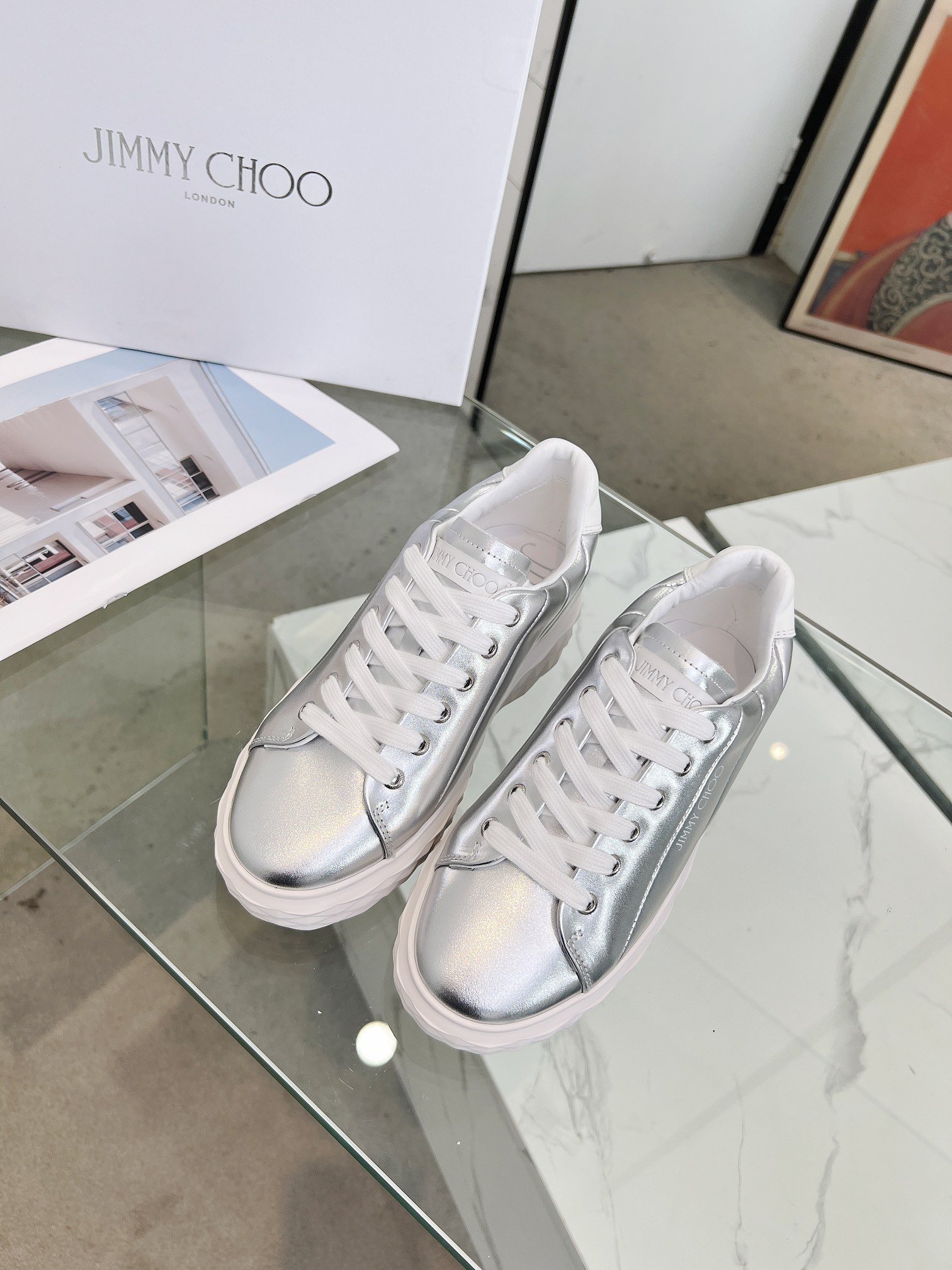 Jimmy Choo Diamond Sneakers Silver