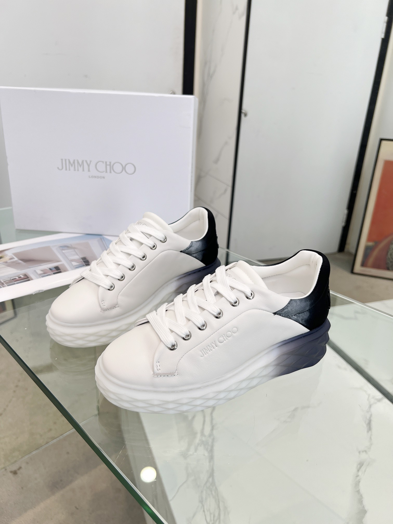 Jimmy Choo Diamond Sneakers White/Black