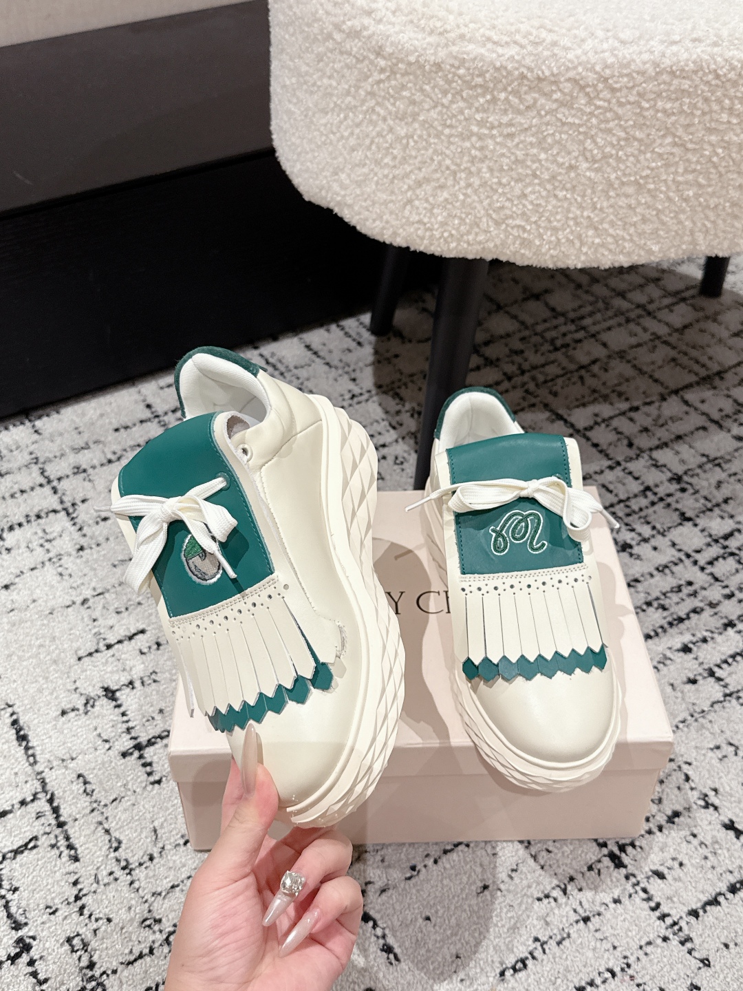 Jimmy Choo Fringe Platform Golf Sneakers Green