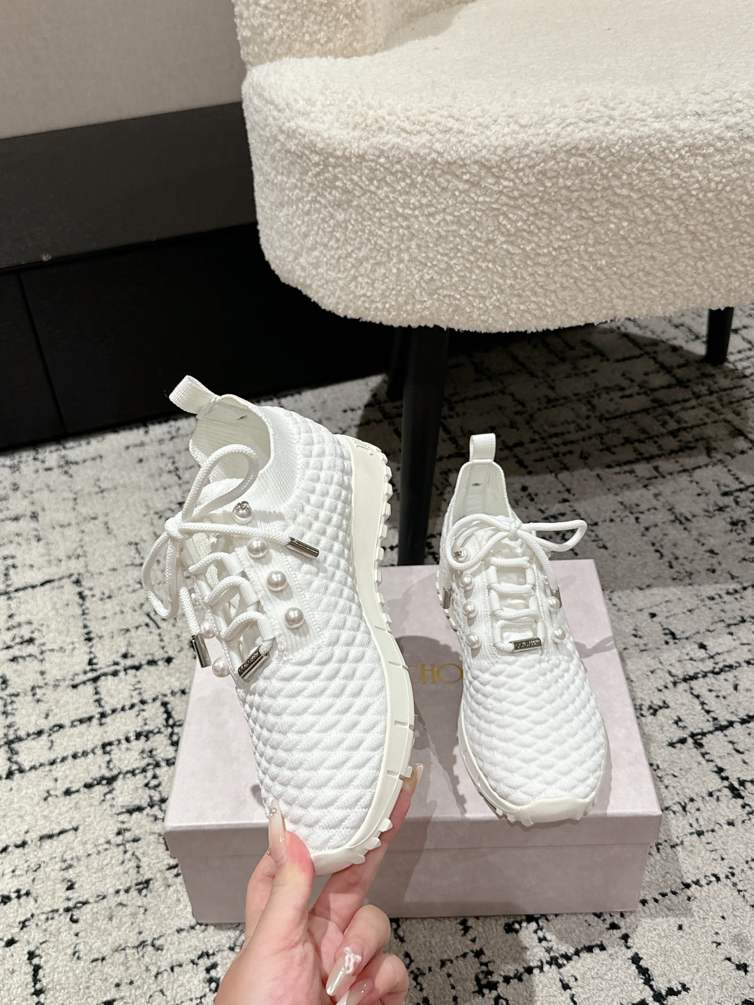 Jimmy Choo Knit Sock Sneakers White
