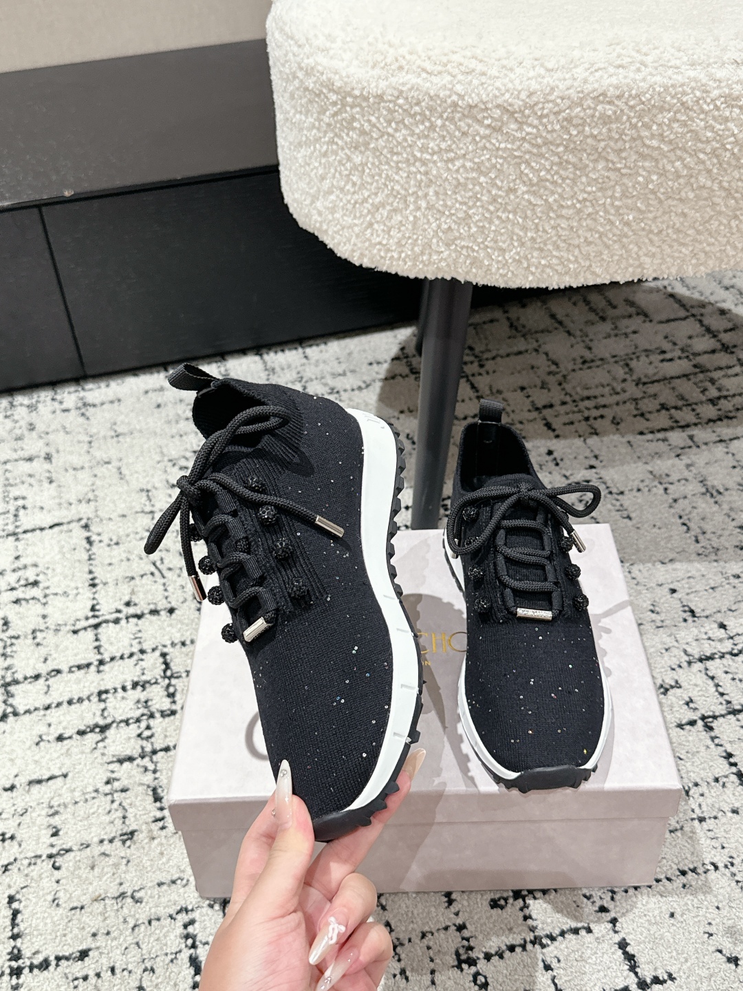Jimmy Choo Knit Sock Sneakers Black