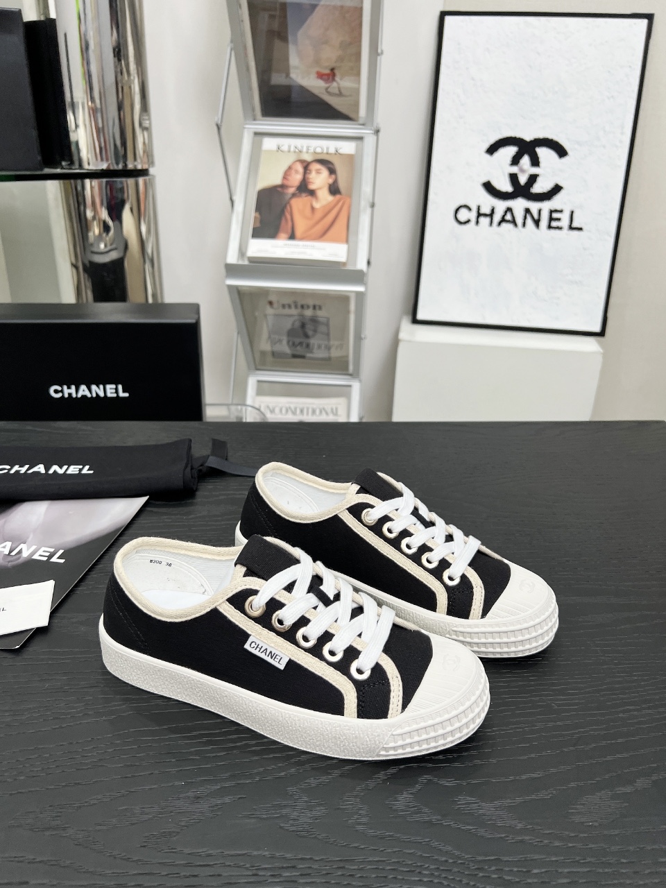 Chanel Vintage Canvas Sneakers Black