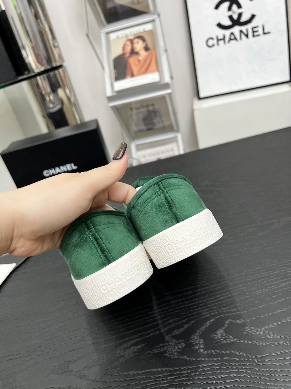 Chanel Vintage Suede Sneakers Green