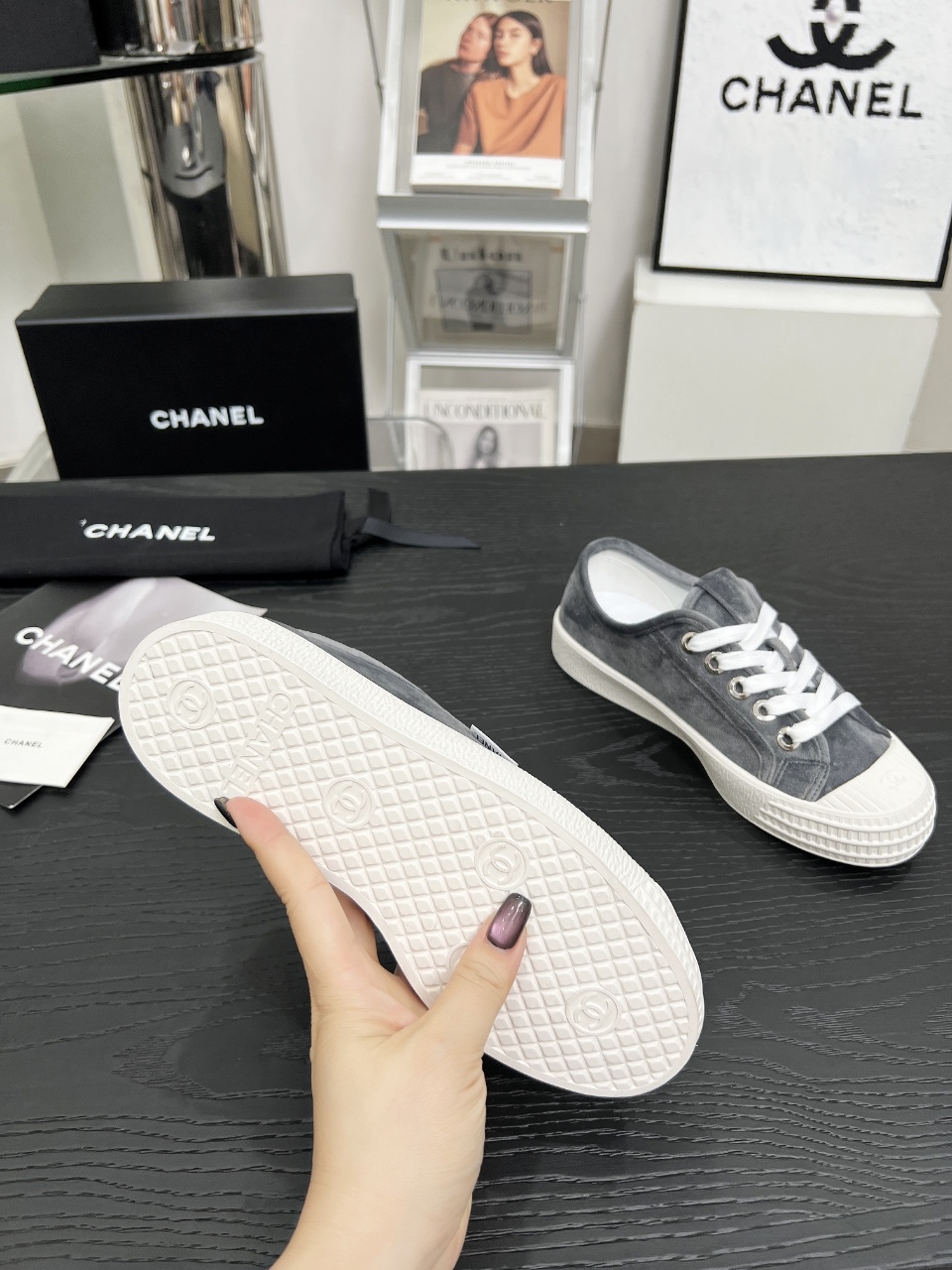 Chanel Vintage Low-Top Sneakers Gray