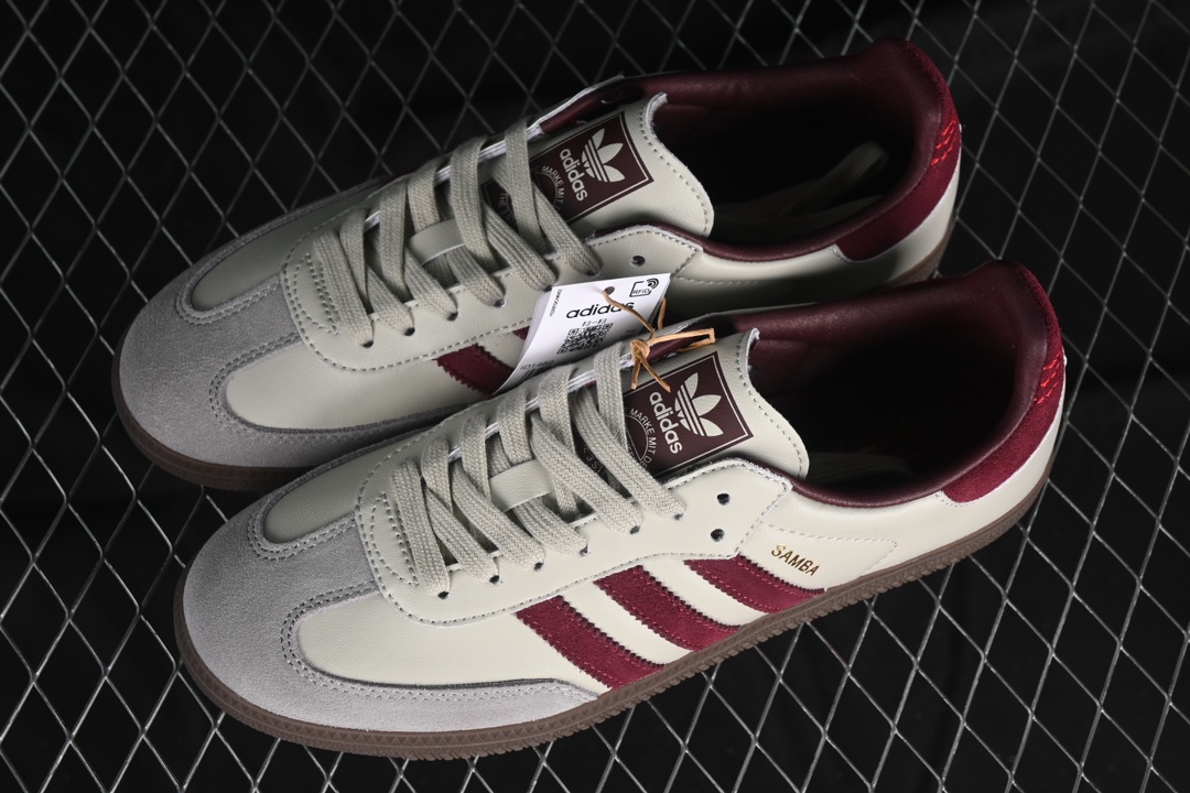 Adidas Samba OG ID1482 Retro Sneakers Beige/Burgundy