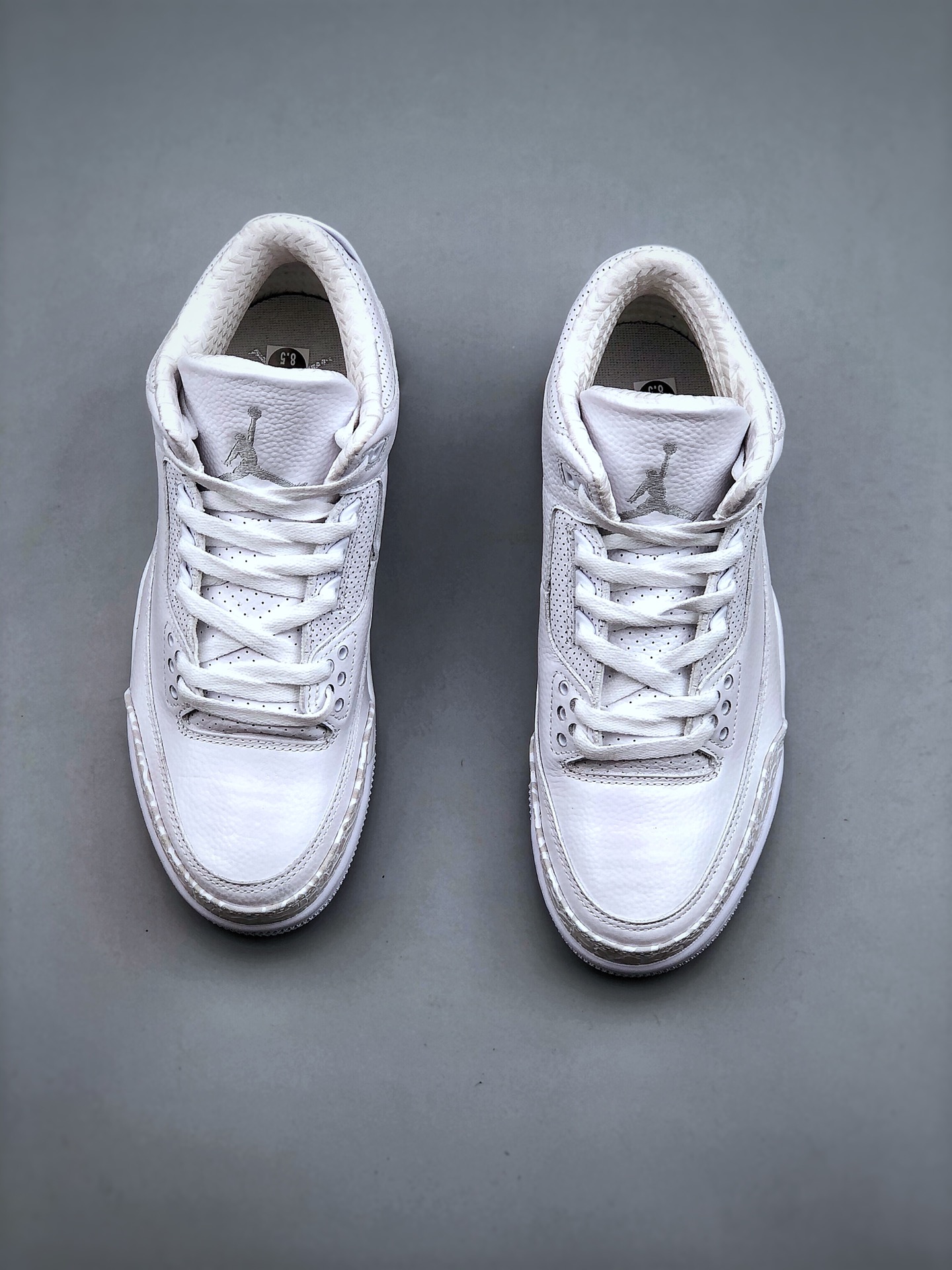 Jordan 3 Retro Pure White Leather Sneakers White