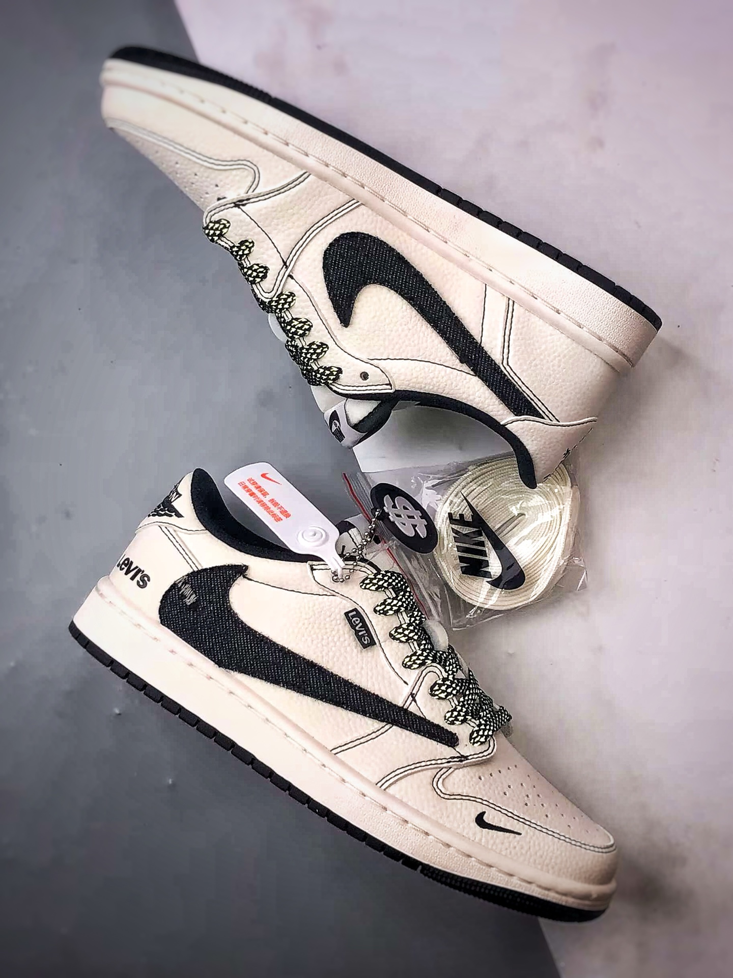 Jordan 1 Low OG Denim Swoosh Sneakers Black/White