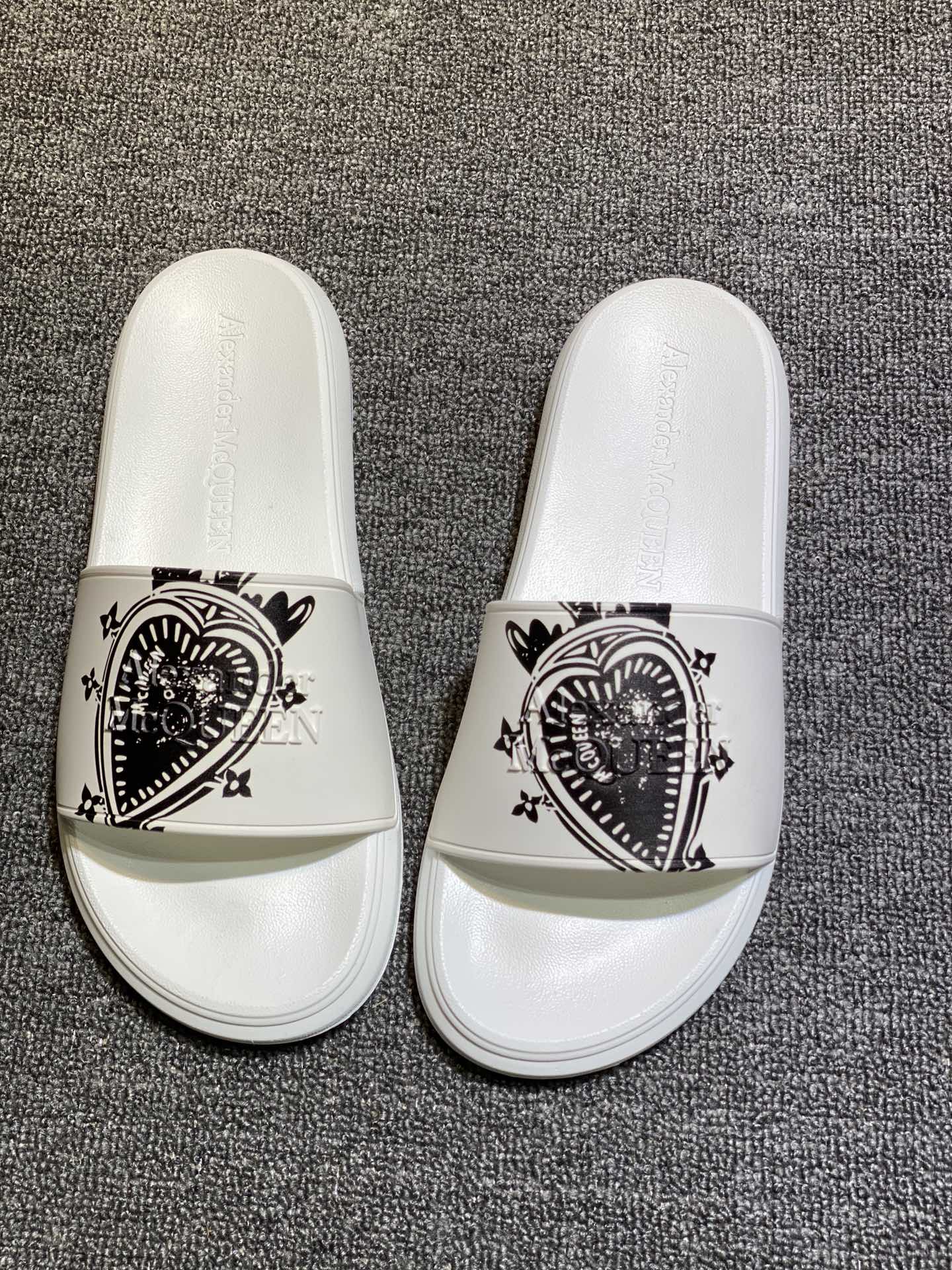 Alexander McQueen Graphic Slide Sandals White