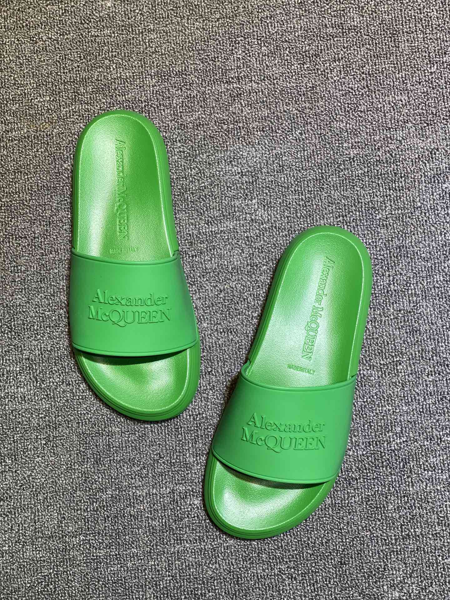Alexander McQueen Logo Slide Sandals Green