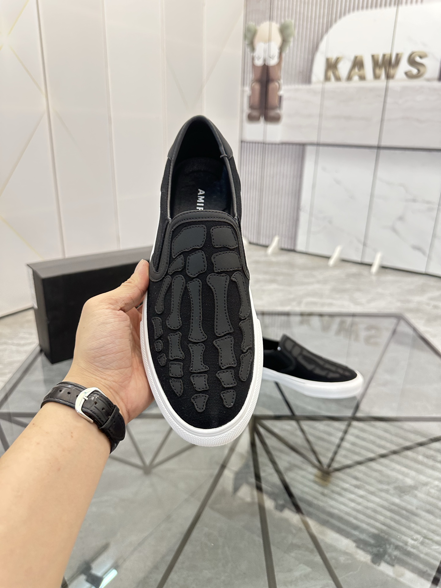 Amiri Skeleton Slip-On Sneakers Black