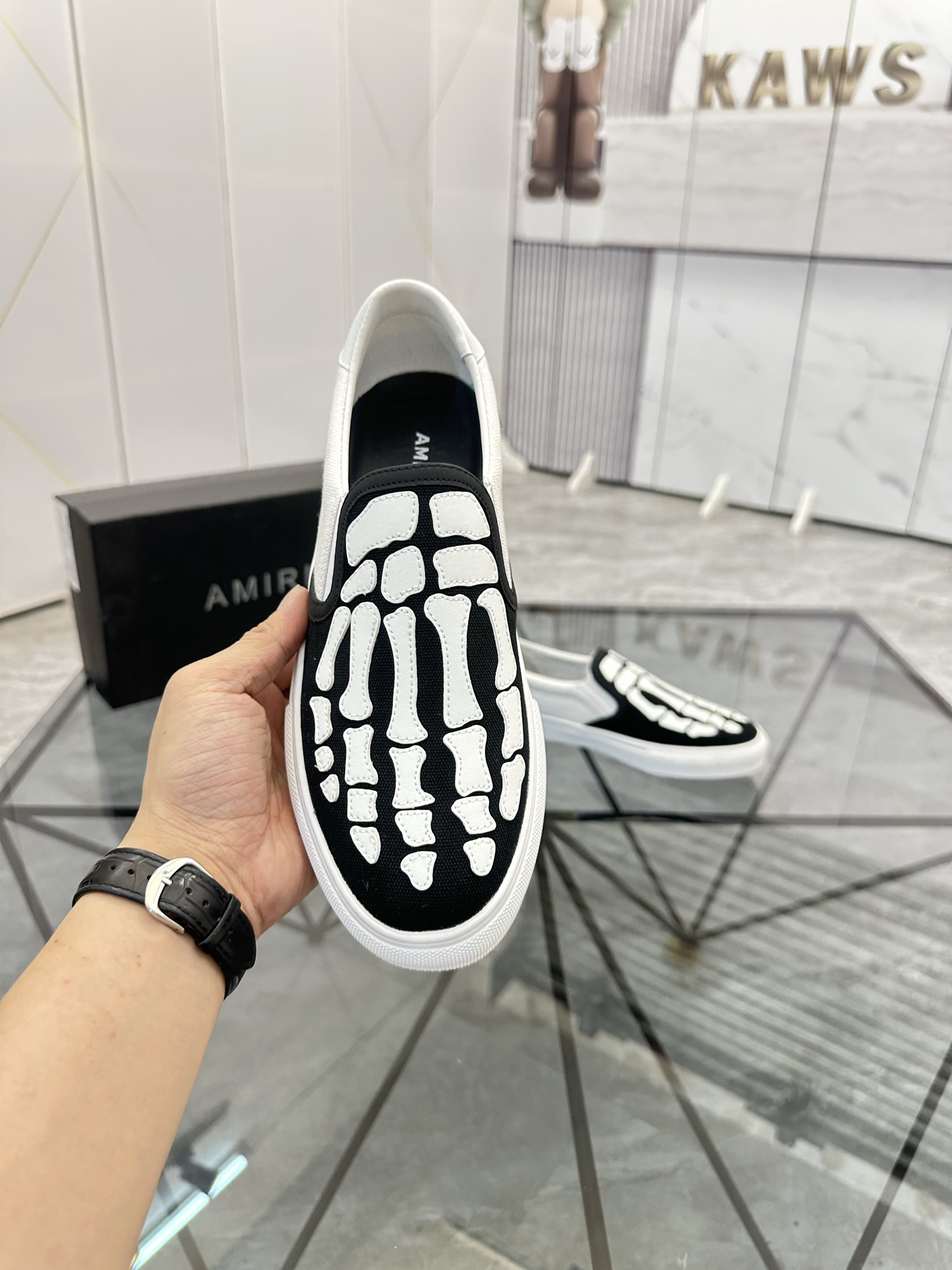 Amiri Skeleton Slip-On Sneakers Black/White