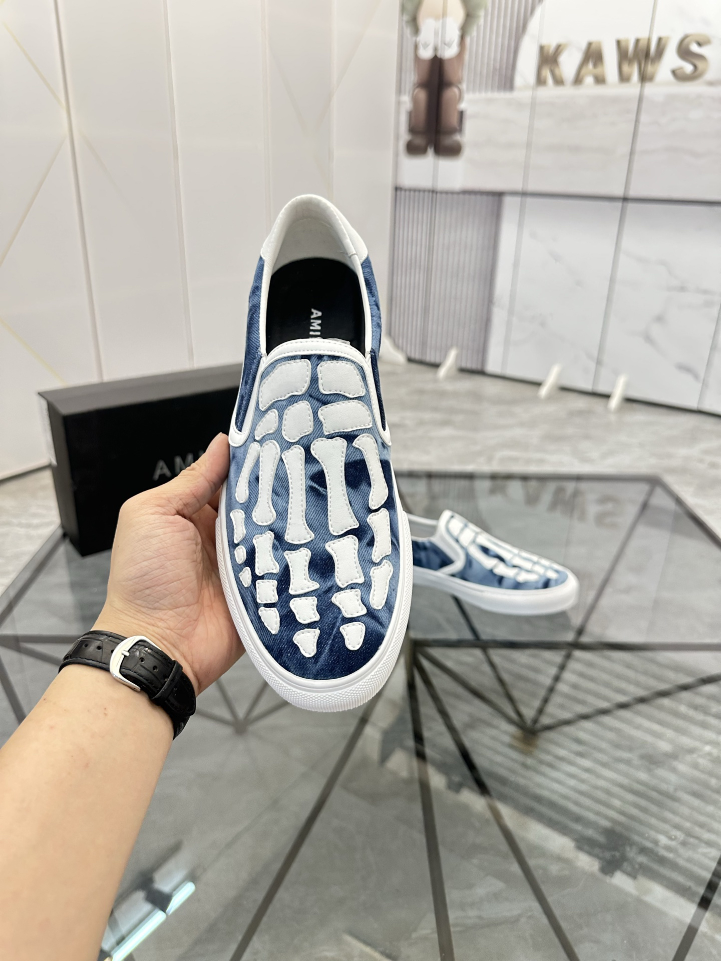 AMIRI Skeleton Slip-On Sneakers Blue