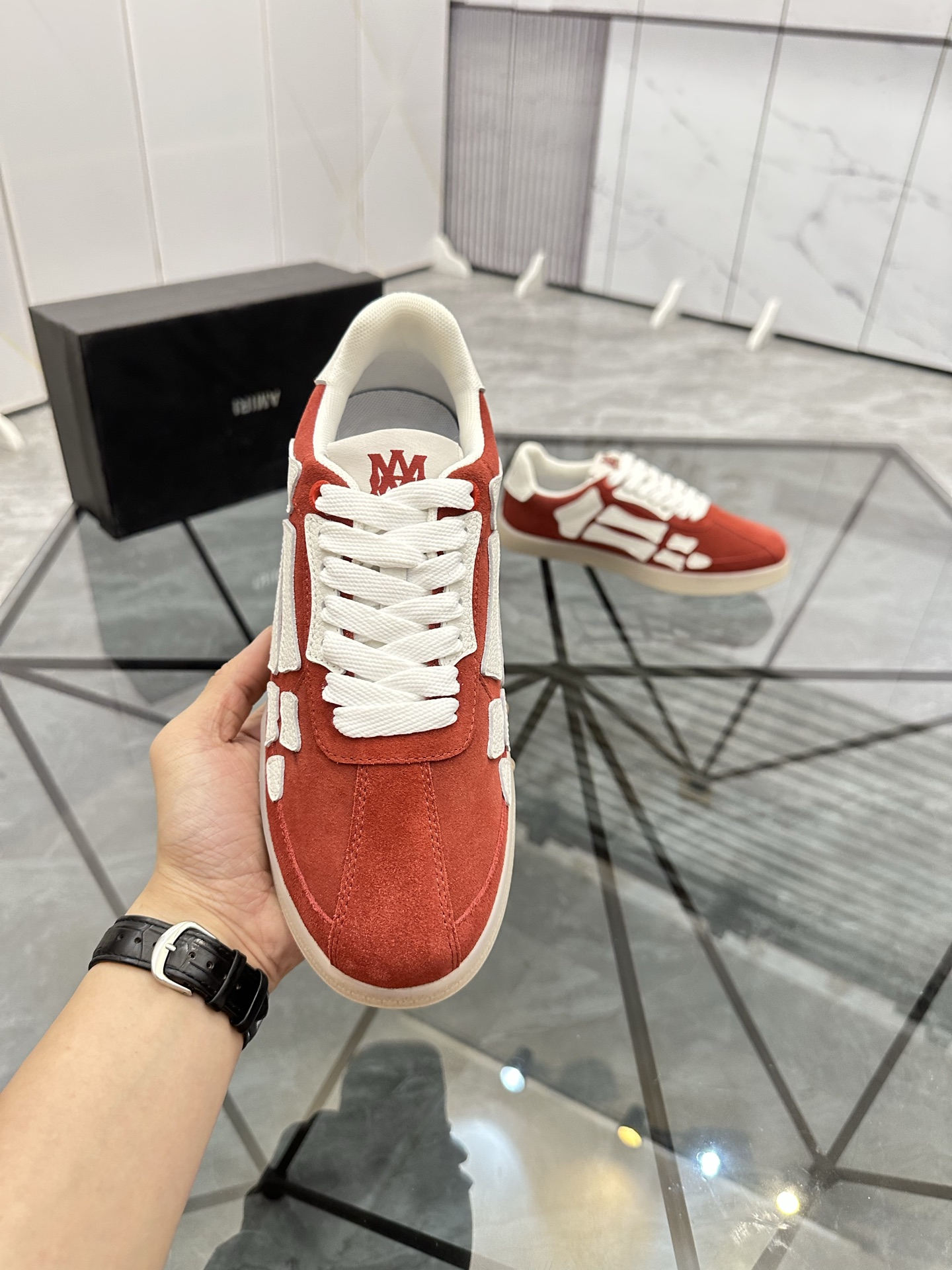 Amiri Suede Low-Top Sneakers Red